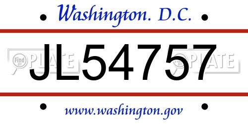 JL54757 District Of Columbia License Plate