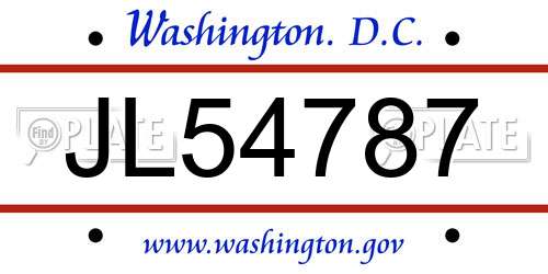 JL54787 District Of Columbia License Plate