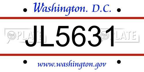 JL5631 District Of Columbia License Plate