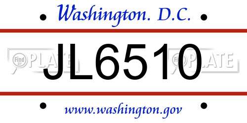 JL6510 District Of Columbia License Plate