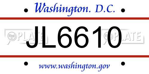 JL6610 District Of Columbia License Plate
