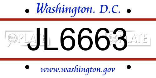 JL6663 District Of Columbia License Plate