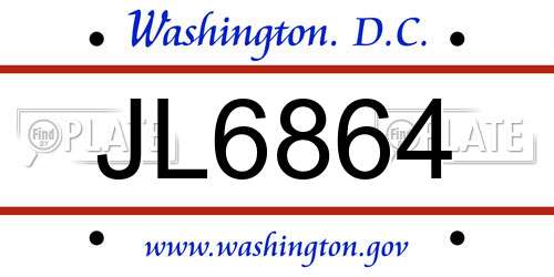 JL6864 District Of Columbia License Plate