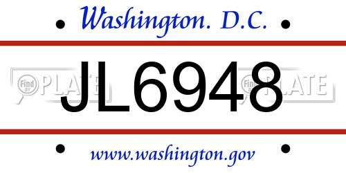 JL6948 District Of Columbia License Plate