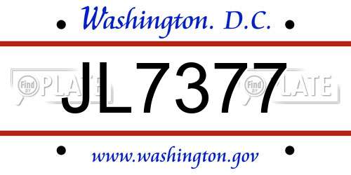 JL7377 District Of Columbia License Plate