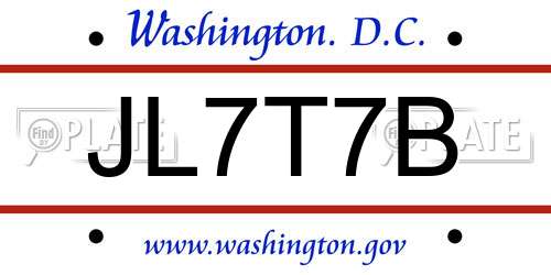 JL7T7B District Of Columbia License Plate