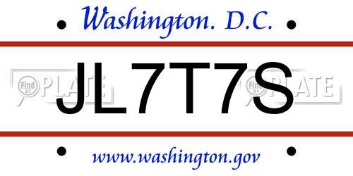 JL7T7S District Of Columbia License Plate