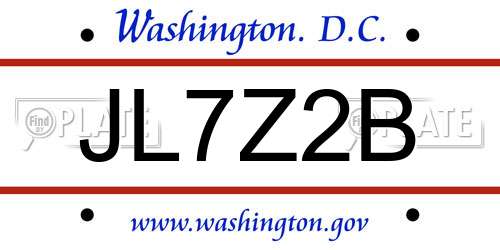 JL7Z2B District Of Columbia License Plate