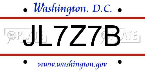 JL7Z7B District Of Columbia License Plate