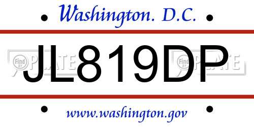 JL819DP District Of Columbia License Plate
