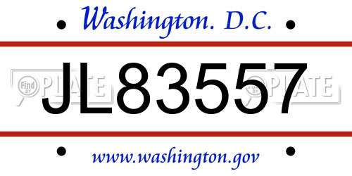 JL83557 District Of Columbia License Plate