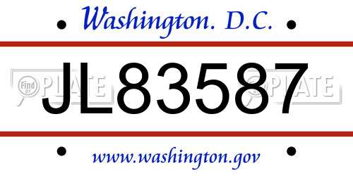 JL83587 District Of Columbia License Plate