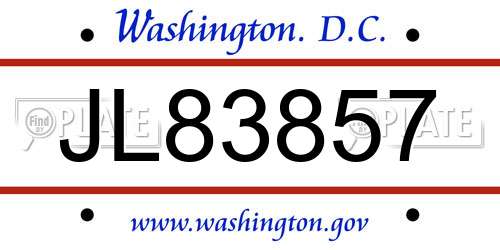 JL83857 District Of Columbia License Plate
