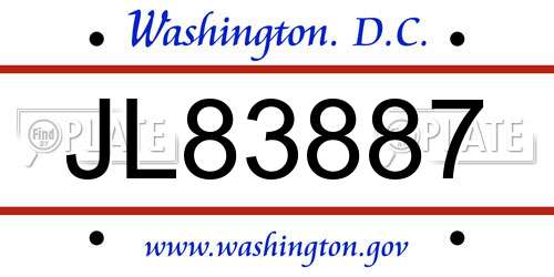 JL83887 District Of Columbia License Plate
