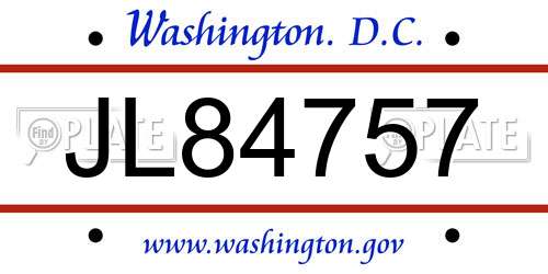 JL84757 District Of Columbia License Plate
