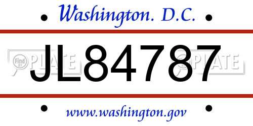 JL84787 District Of Columbia License Plate