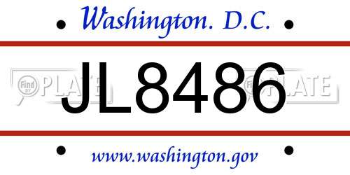 JL8486 District Of Columbia License Plate