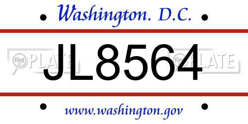 JL8564 District Of Columbia License Plate
