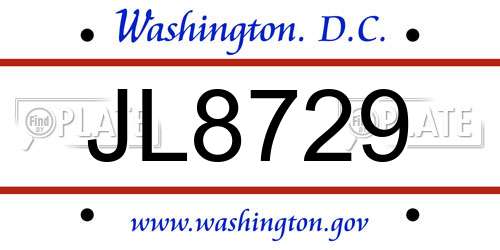 JL8729 District Of Columbia License Plate