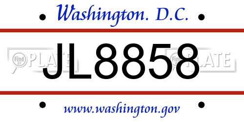 JL8858 District Of Columbia License Plate