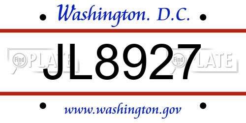 JL8927 District Of Columbia License Plate