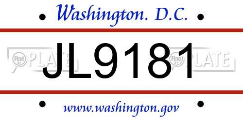 JL9181 District Of Columbia License Plate