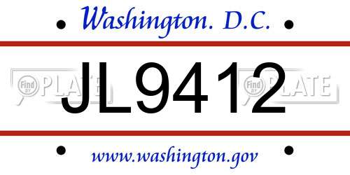 JL9412 District Of Columbia License Plate