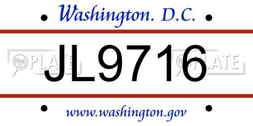JL9716 District Of Columbia License Plate