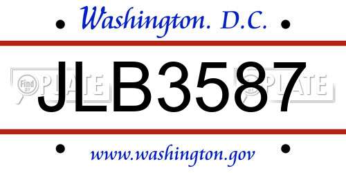 JLB3587 District Of Columbia License Plate