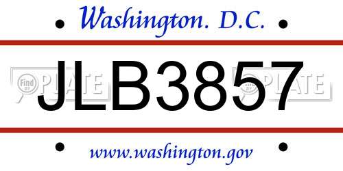 JLB3857 District Of Columbia License Plate