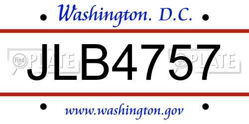 JLB4757 District Of Columbia License Plate
