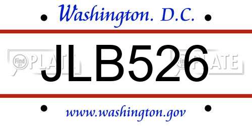 JLB526 District Of Columbia License Plate
