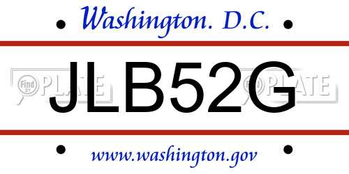 JLB52G District Of Columbia License Plate