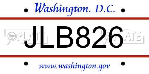 JLB826 District Of Columbia License Plate
