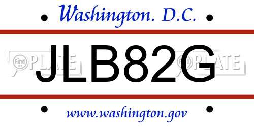 JLB82G District Of Columbia License Plate
