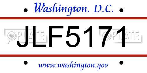 JLF5171 District Of Columbia License Plate