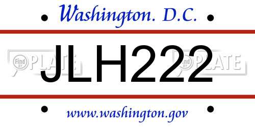 JLH222 District Of Columbia License Plate