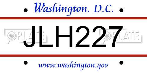 JLH227 District Of Columbia License Plate