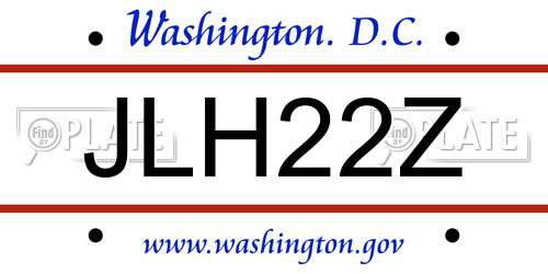 JLH22Z District Of Columbia License Plate