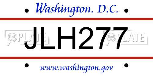 JLH277 District Of Columbia License Plate