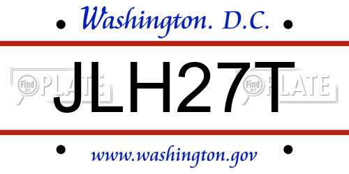 JLH27T District Of Columbia License Plate
