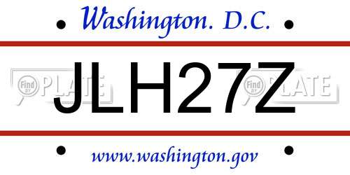 JLH27Z District Of Columbia License Plate