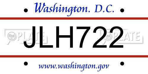 JLH722 District Of Columbia License Plate
