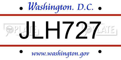 JLH727 District Of Columbia License Plate