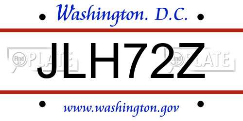 JLH72Z District Of Columbia License Plate