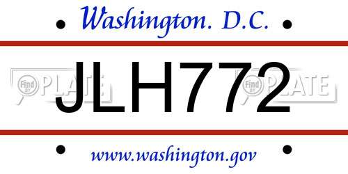 JLH772 District Of Columbia License Plate