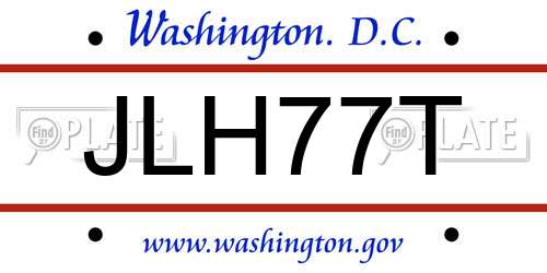 JLH77T District Of Columbia License Plate