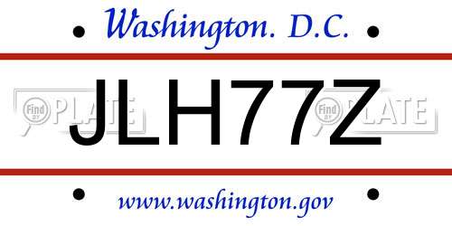JLH77Z District Of Columbia License Plate