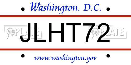 JLHT72 District Of Columbia License Plate
