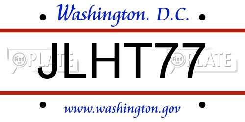JLHT77 District Of Columbia License Plate